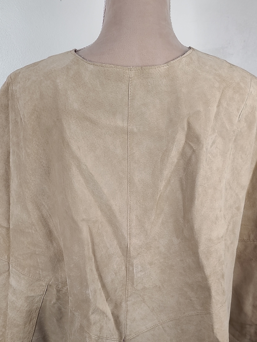 Vtg Y2K INC International Concepts Tan Boho Suede Leather Festival Poncho S/M - Picture 9 of 15